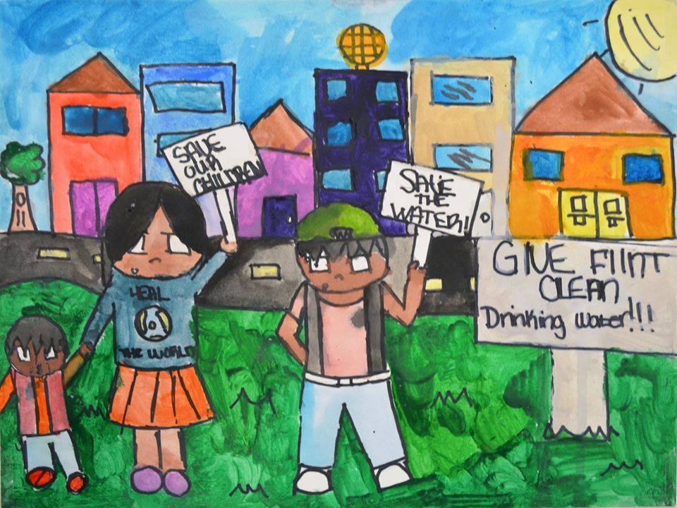 Drawing created by 8th grader, Kaniyah W., at Linden Charter School in Flint, Michigan in response to the Flint water crisis.